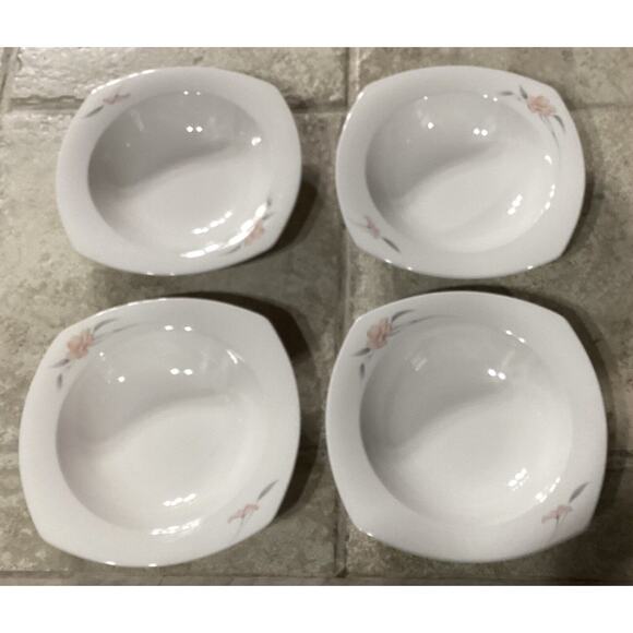 Lot Of 4 Vintage Nikko Japan Quadrille Peachglow Soup Cereal Bowls - Picture 1 of 8